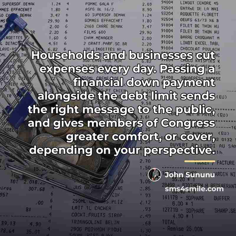 “Households and businesses cut expenses every day. Passing a financial…” quote by John Sununu
