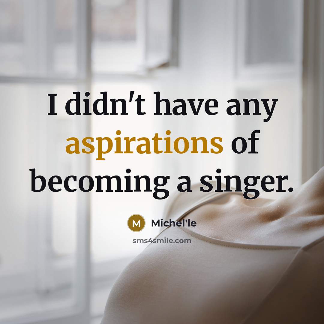 “I didn't have any aspirations of becoming a singer.…” quote by Michel'le