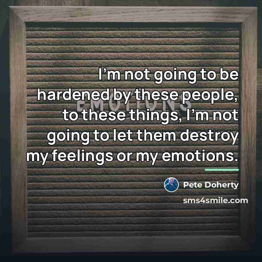 “I'm not going to be hardened by these people, to…” quote by Pete Doherty