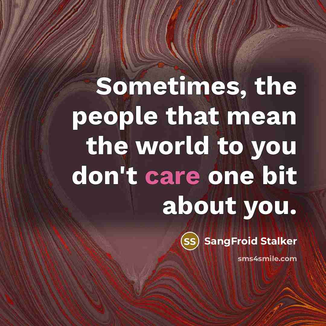“Sometimes, the people that mean the world to you don't…” quote by SangFroid Stalker