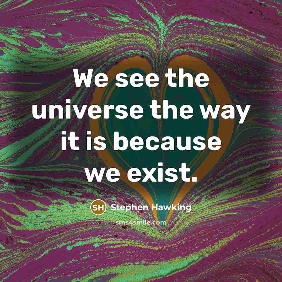 “We see the universe the way it is because we…” quote by Stephen Hawking