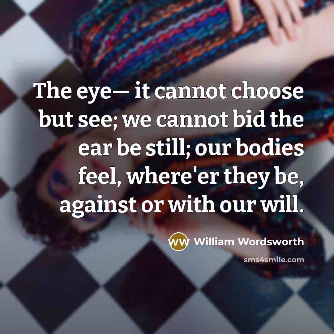 “The eye— it cannot choose but see; we cannot bid…” quote by William Wordsworth