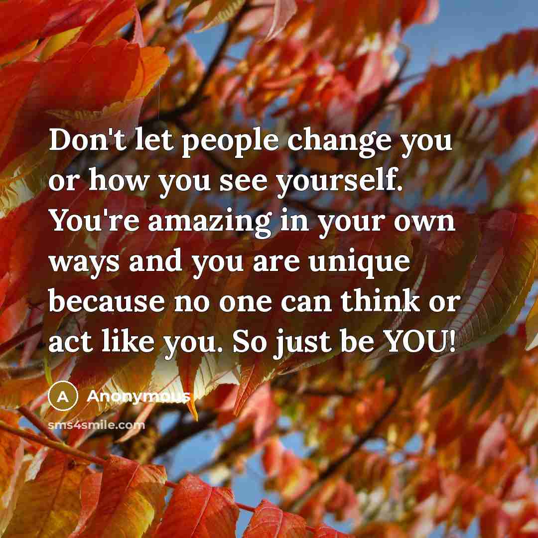 “Don't let people change you or how you see yourself.…” quote by Anonymous
