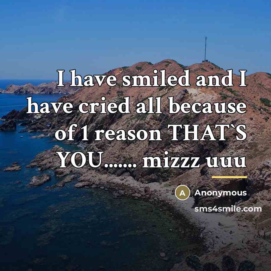 “I have smiled and I have cried all because of…” quote by Anonymous