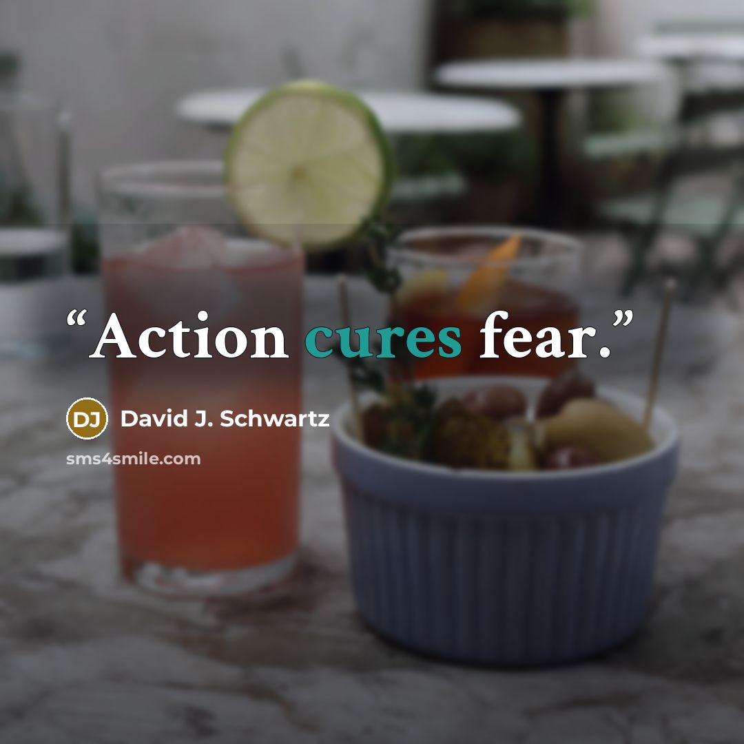 “Action cures fear.” quote by David J. Schwartz