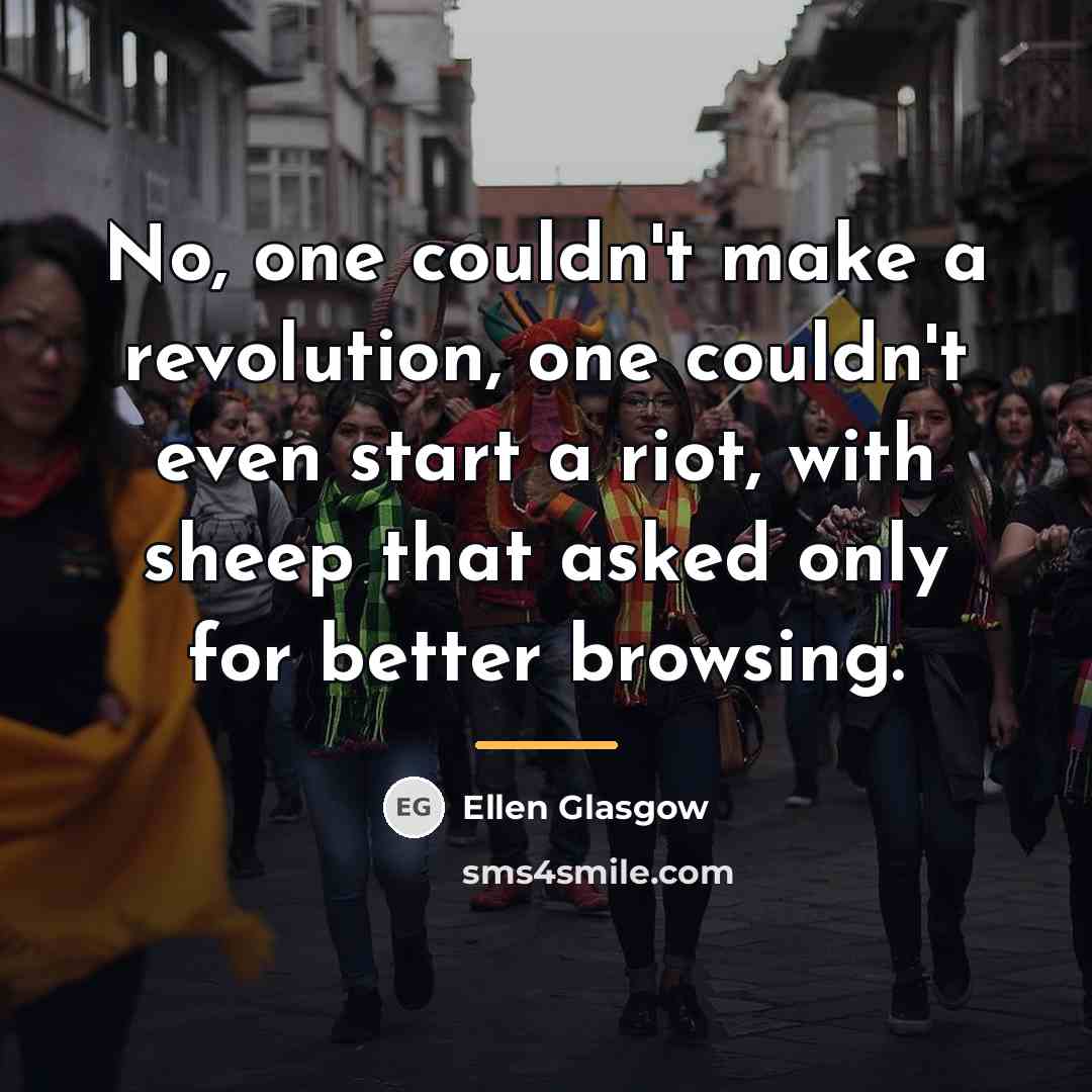 “No, one couldn't make a revolution, one couldn't even start…” quote by Ellen Glasgow