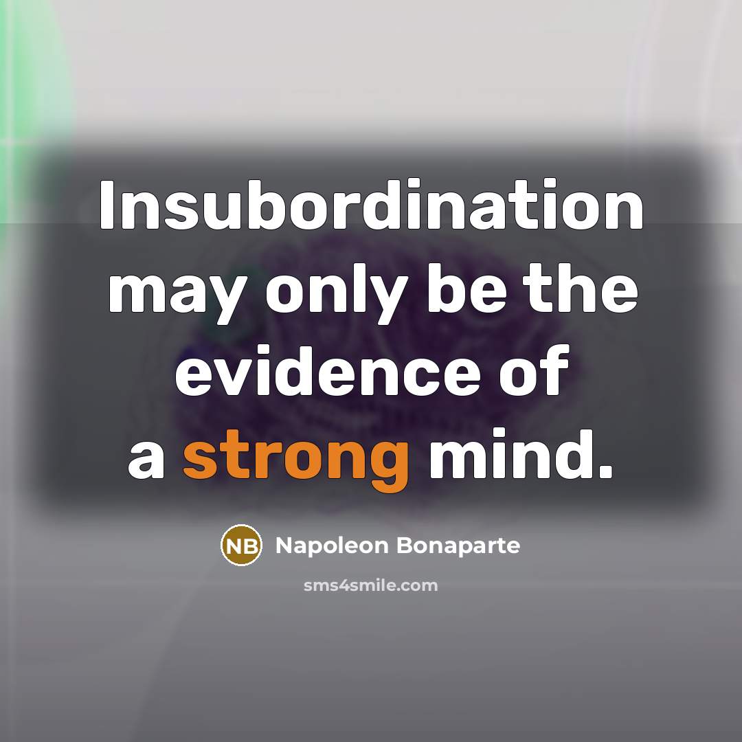 “Insubordination may only be the evidence of a strong mind.…” quote by Napoleon Bonaparte