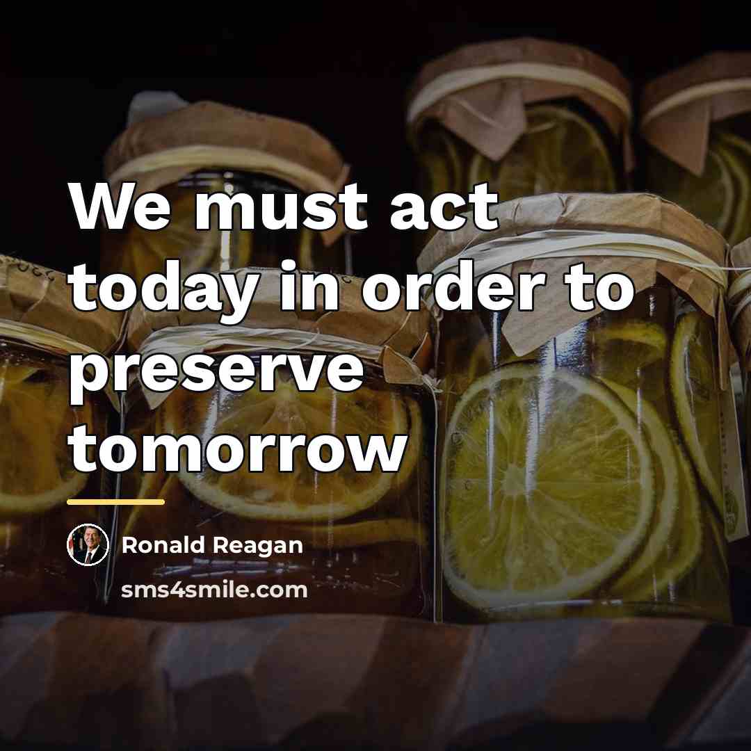 “We must act today in order to preserve tomorrow…” quote by Ronald Reagan