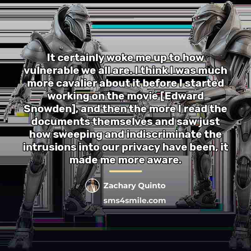 “It certainly woke me up to how vulnerable we all…” quote by Zachary Quinto