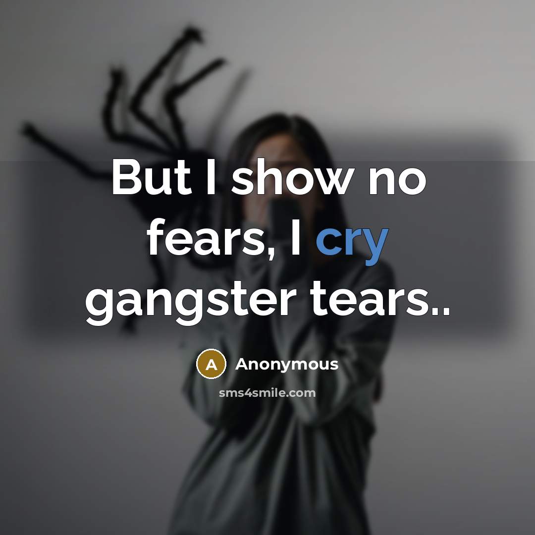 “But I show no fears, I cry gangster tears..…” quote by Anonymous