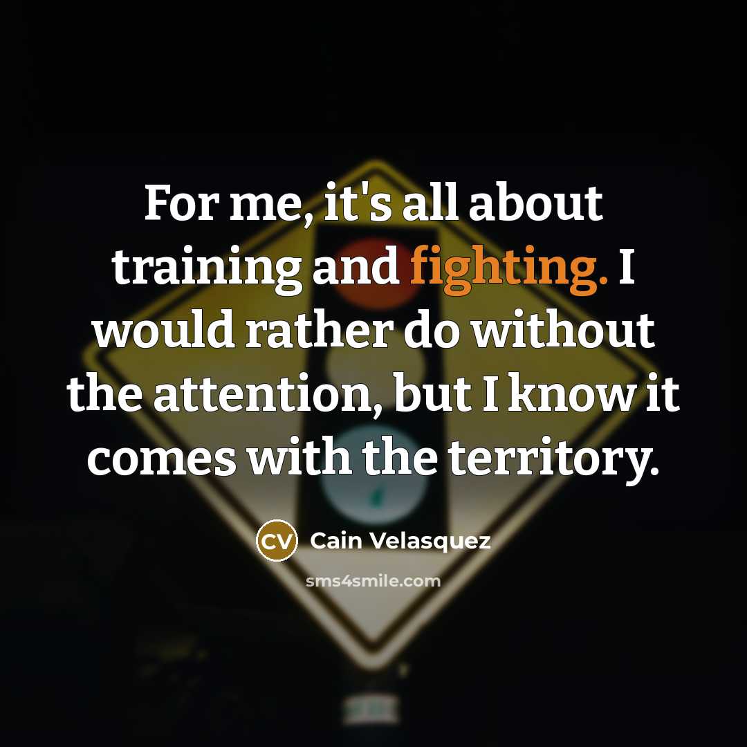 “For me, it's all about training and fighting. I would…” quote by Cain Velasquez