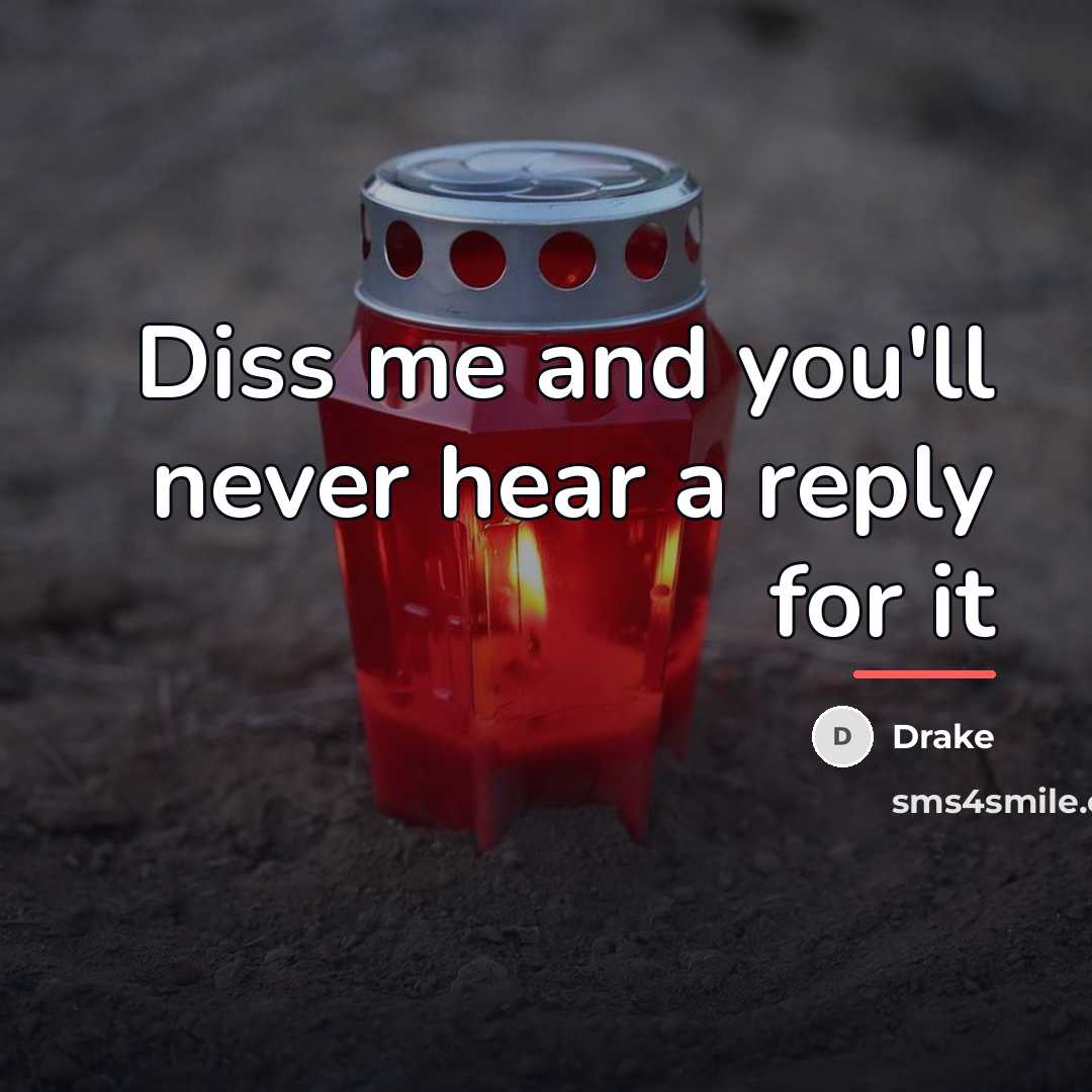 “Diss me and you'll never hear a reply for it…” quote by Drake