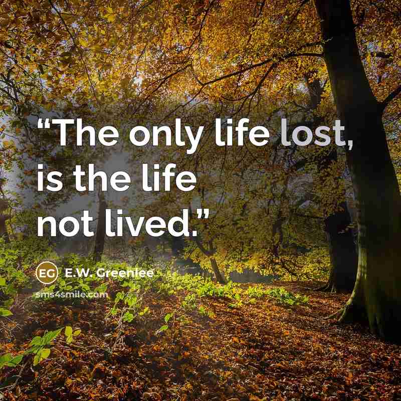 “The only life lost, is the life not lived.” quote by E.W. Greenlee