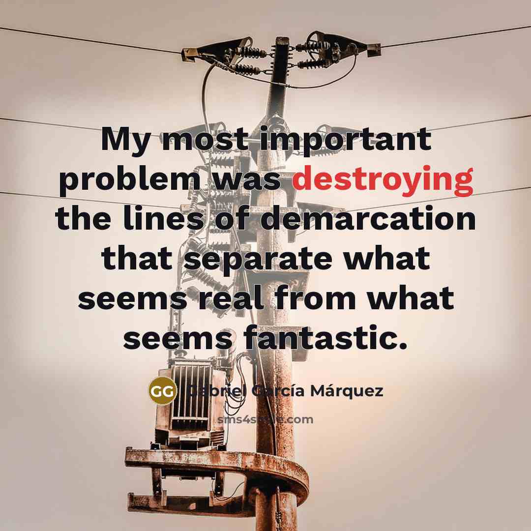 “My most important problem was destroying the lines of demarcation that separate what seems real from what seems fantastic.” quote by Gabriel Garcia Marquez