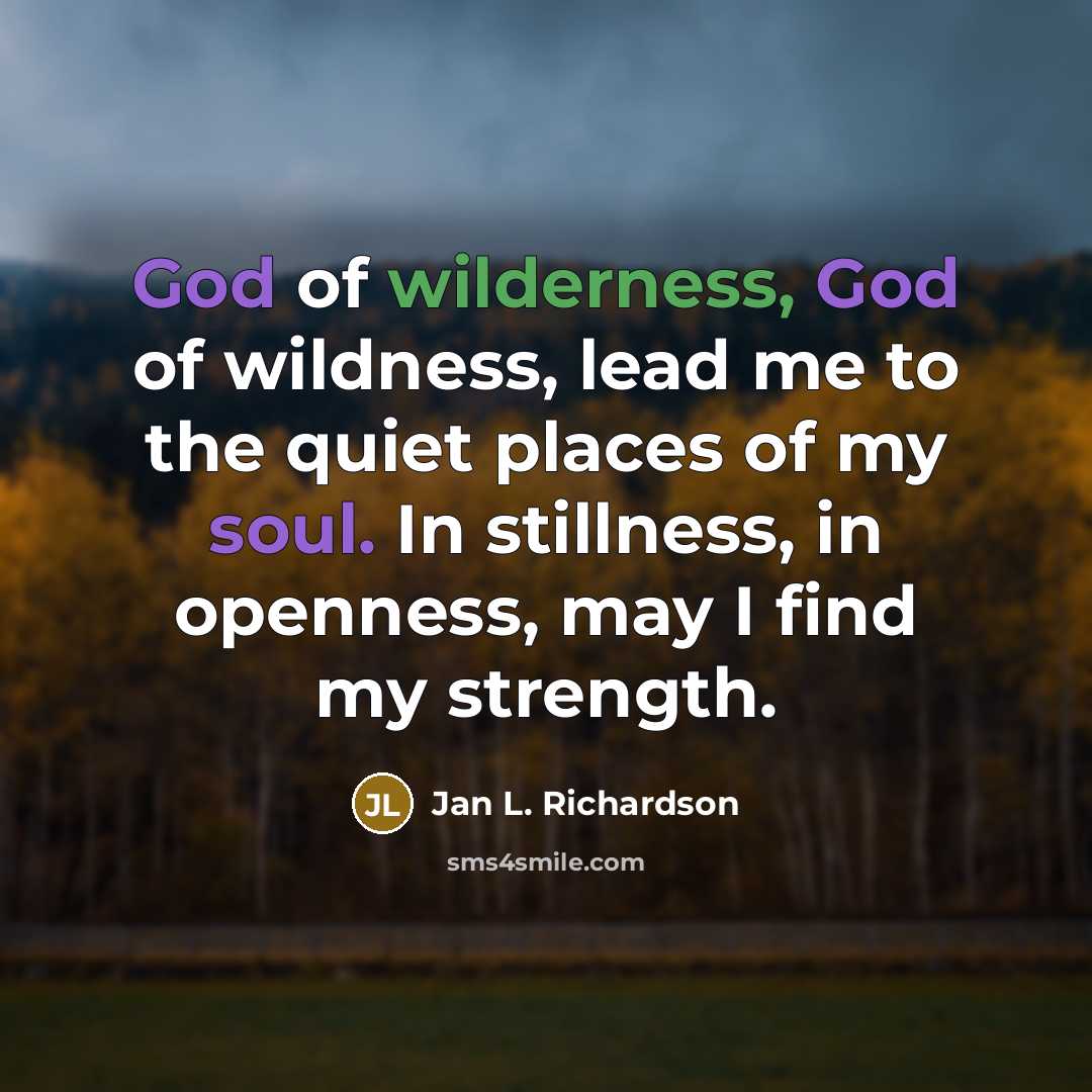 “God of wilderness, God of wildness, lead me to the…” quote by Jan L. Richardson