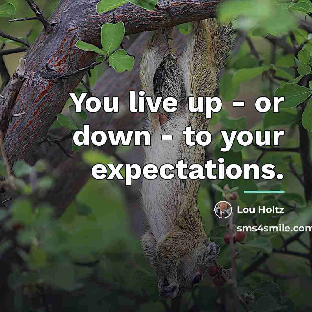 “You live up - or down - to your expectations.…” quote by Lou Holtz