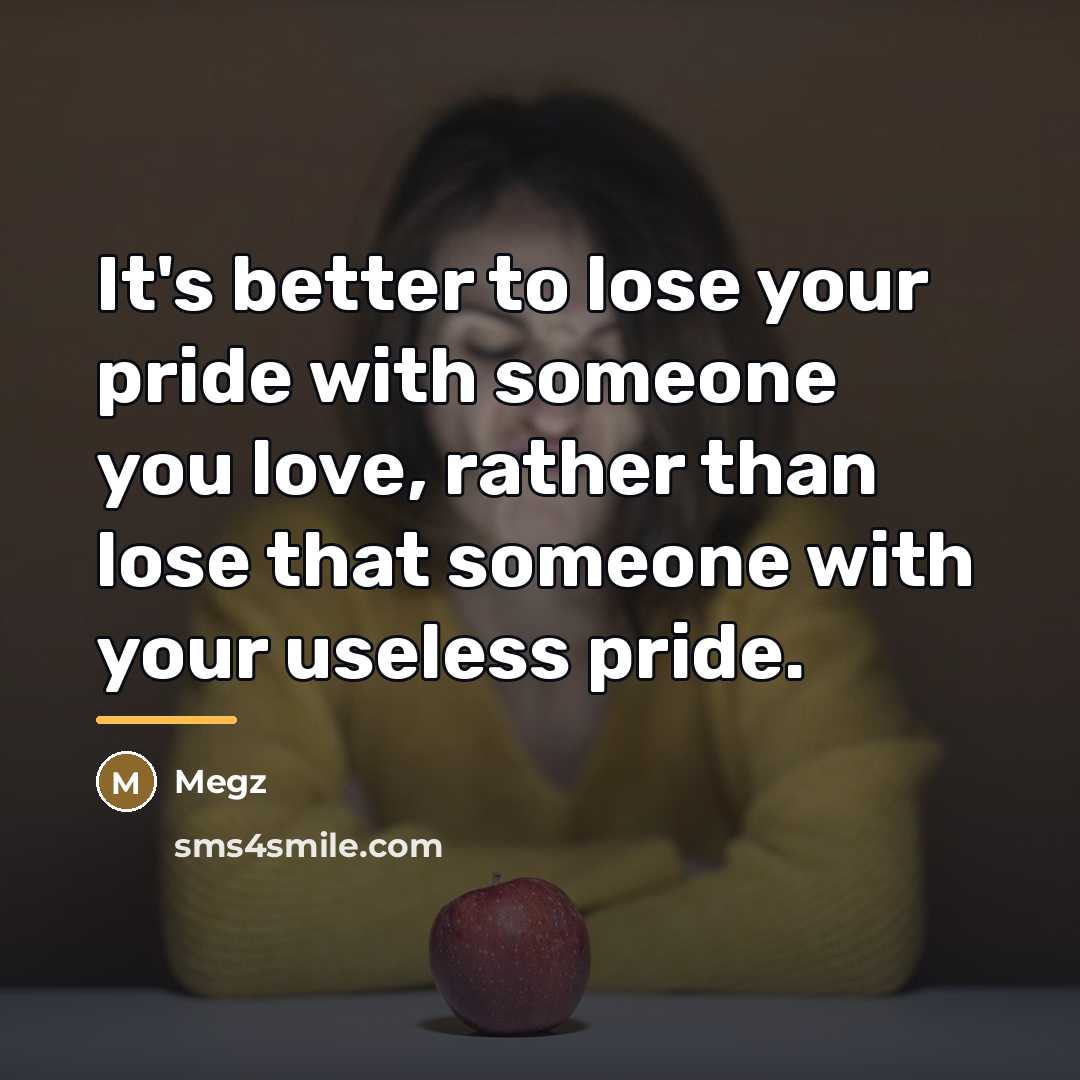 “It's better to lose your pride with someone you love,…” quote by Megz