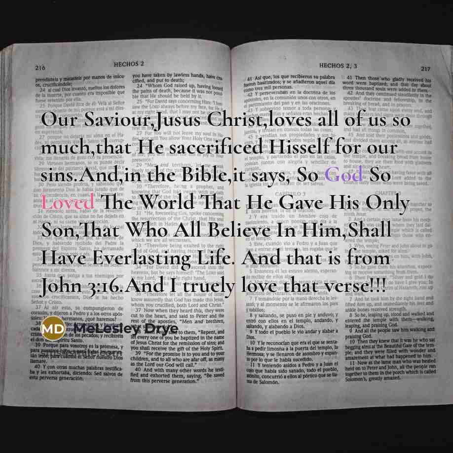 “Our Saviour,Jusus Christ,loves all of us so much,that He saccrificed…” quote by MeLesley Drye