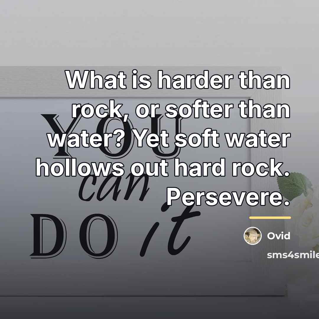 “What is harder than rock, or softer than water? Yet…” quote by Ovid