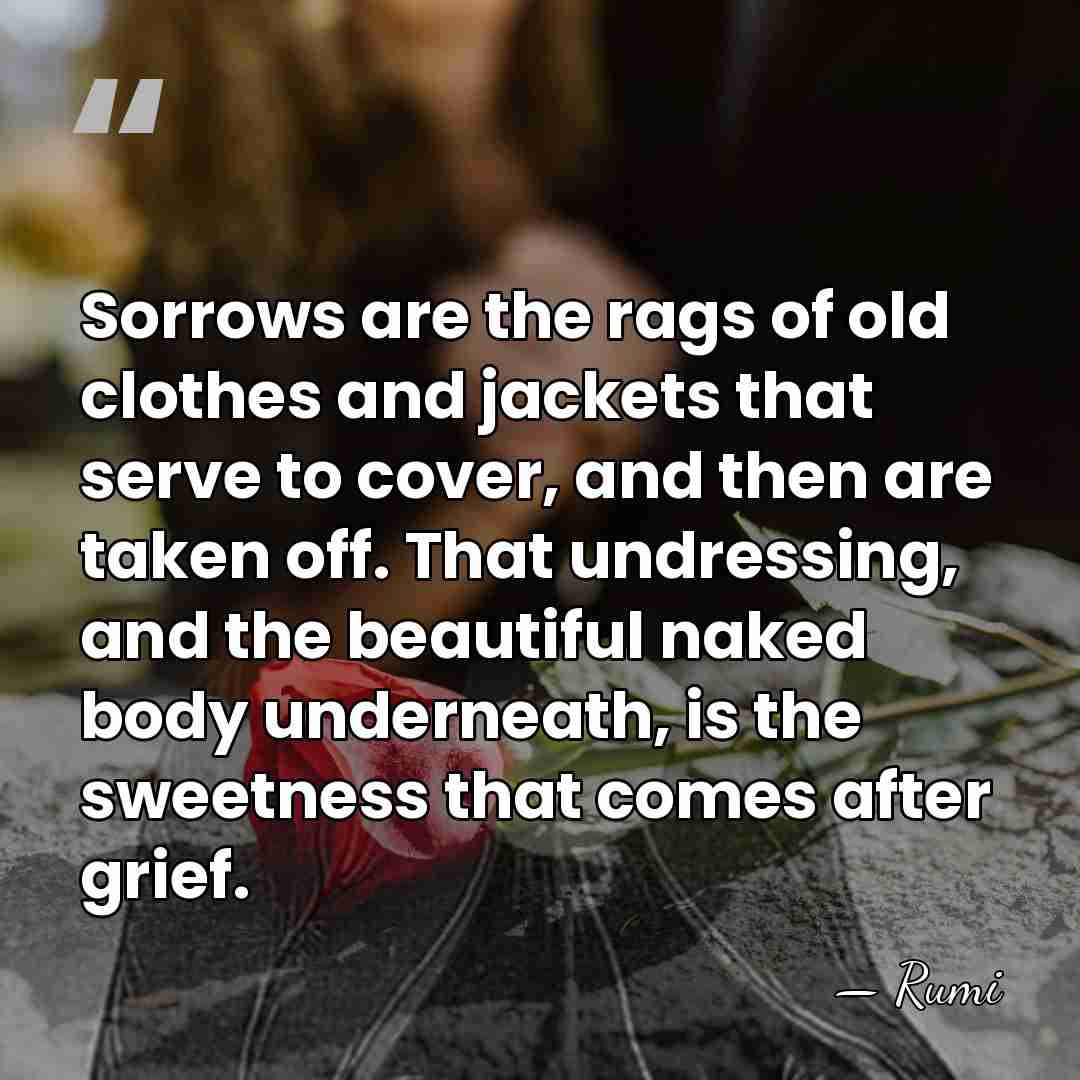 Sorrows are the rags of old clothes and jackets that serve to&hellip; - Rumi