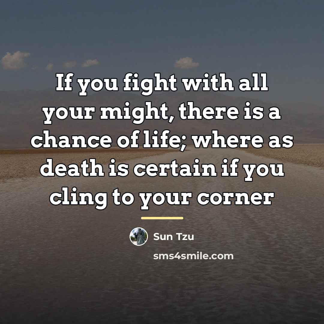 “If you fight with all your might, there is a…” quote by Sun Tzu