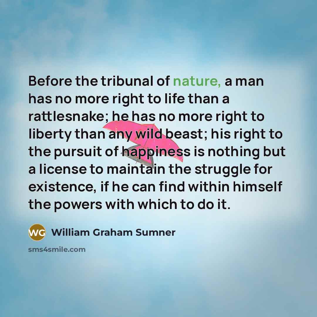 “Before the tribunal of nature, a man has no more…” quote by William Graham Sumner
