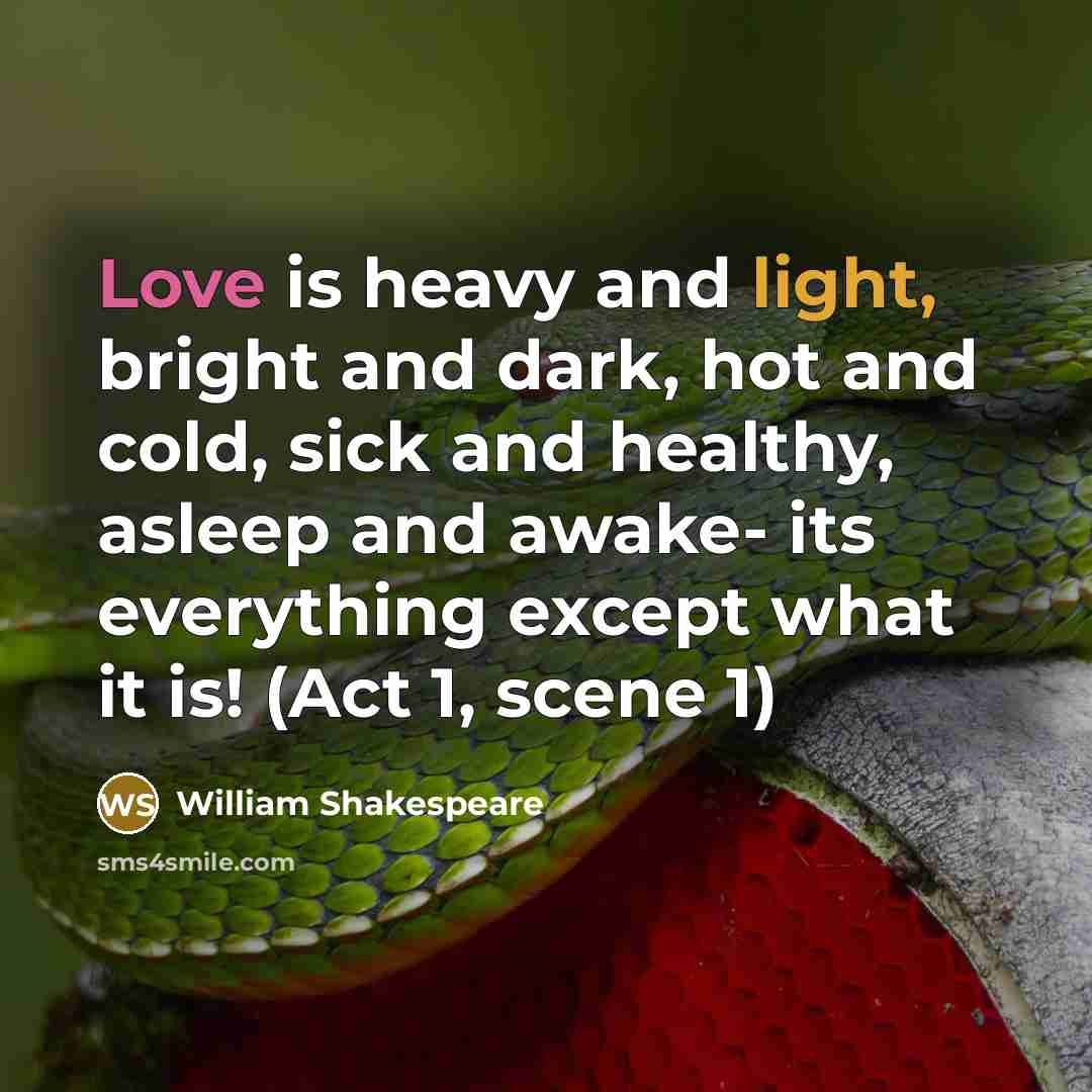 “Love is heavy and light, bright and dark, hot and…” quote by William Shakespeare