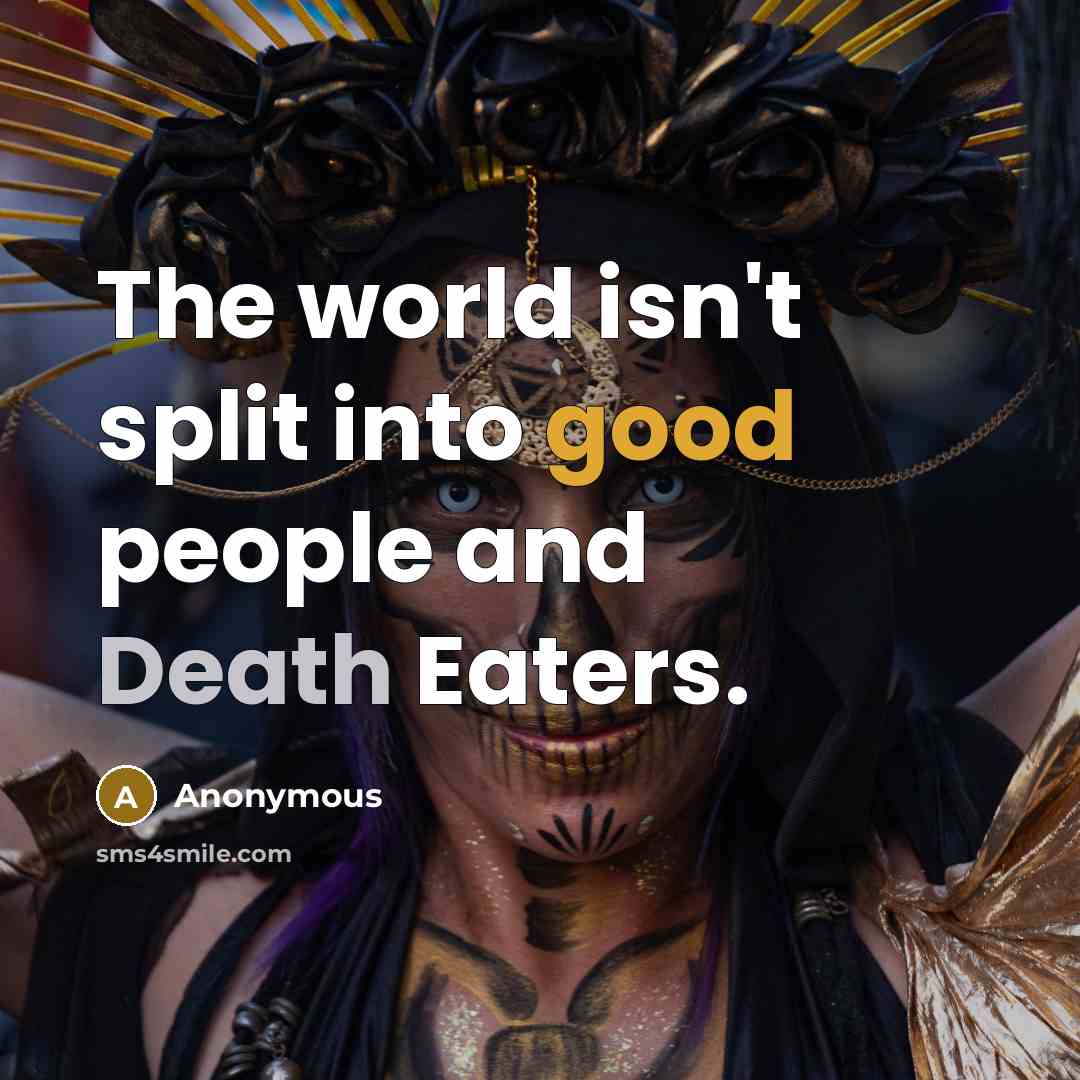 “The world isn't split into good people and Death Eaters.…” quote by Anonymous