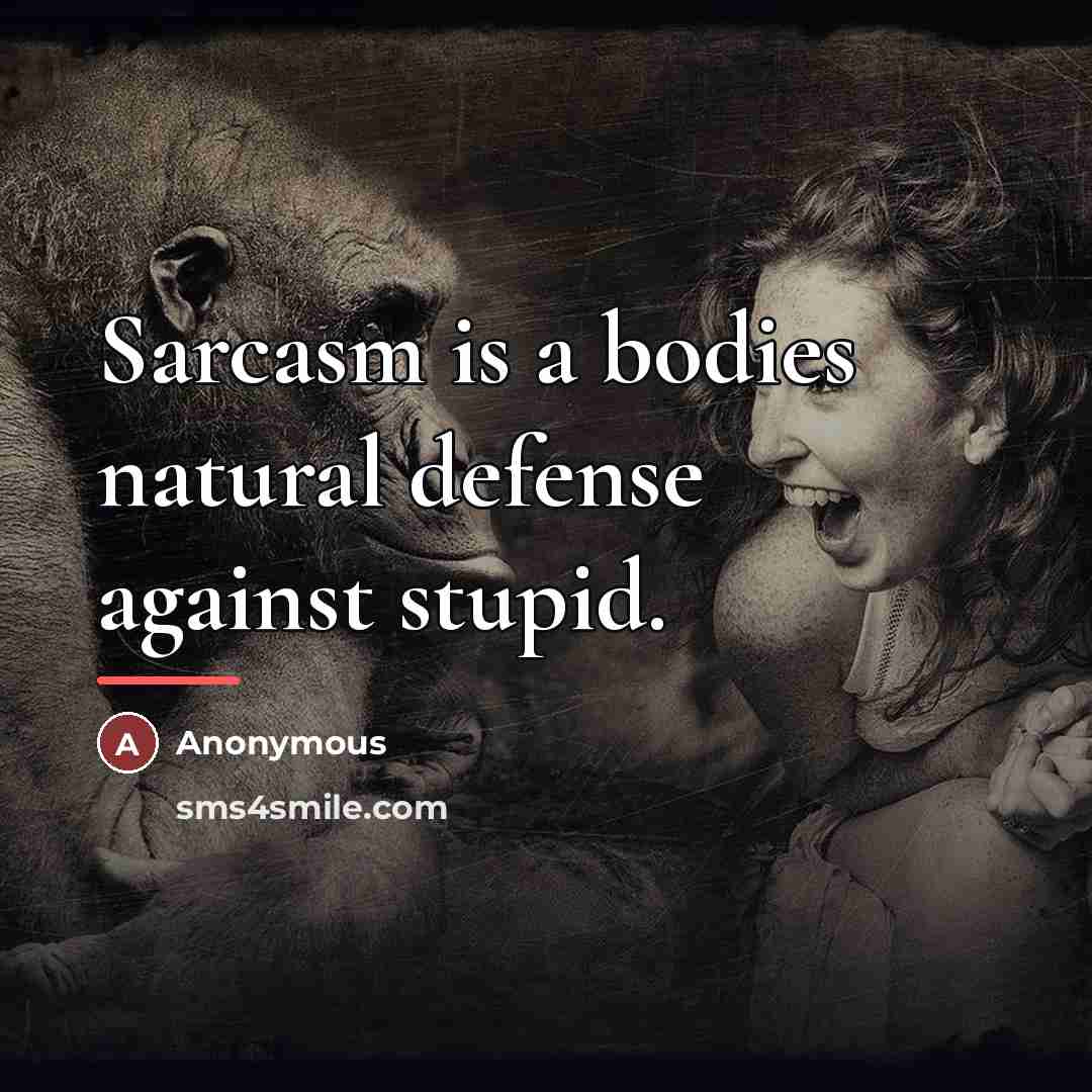 “Sarcasm is a bodies natural defense against stupid.…” quote by Anonymous