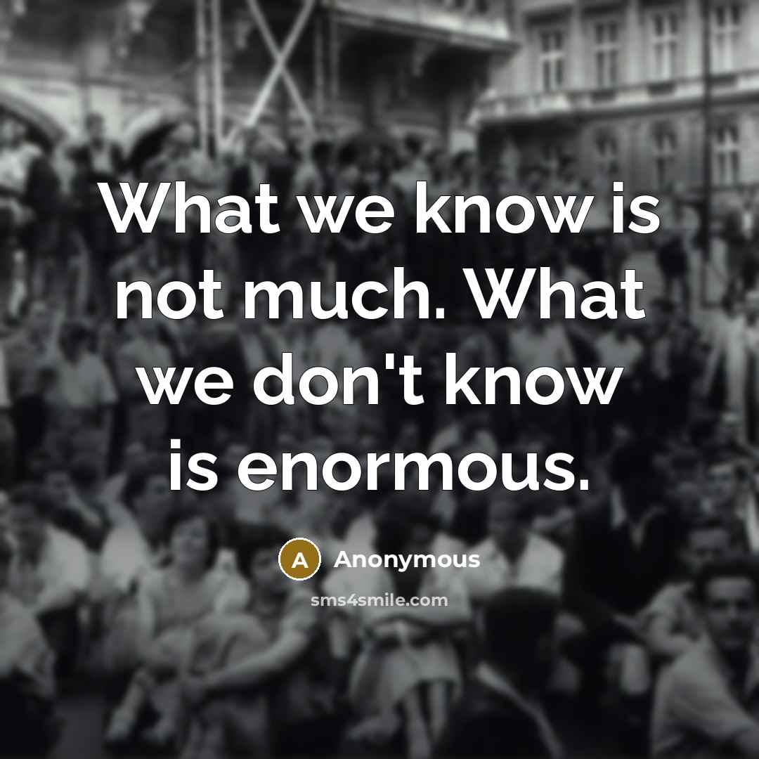 “What we know is not much. What we don't know…” quote by Anonymous