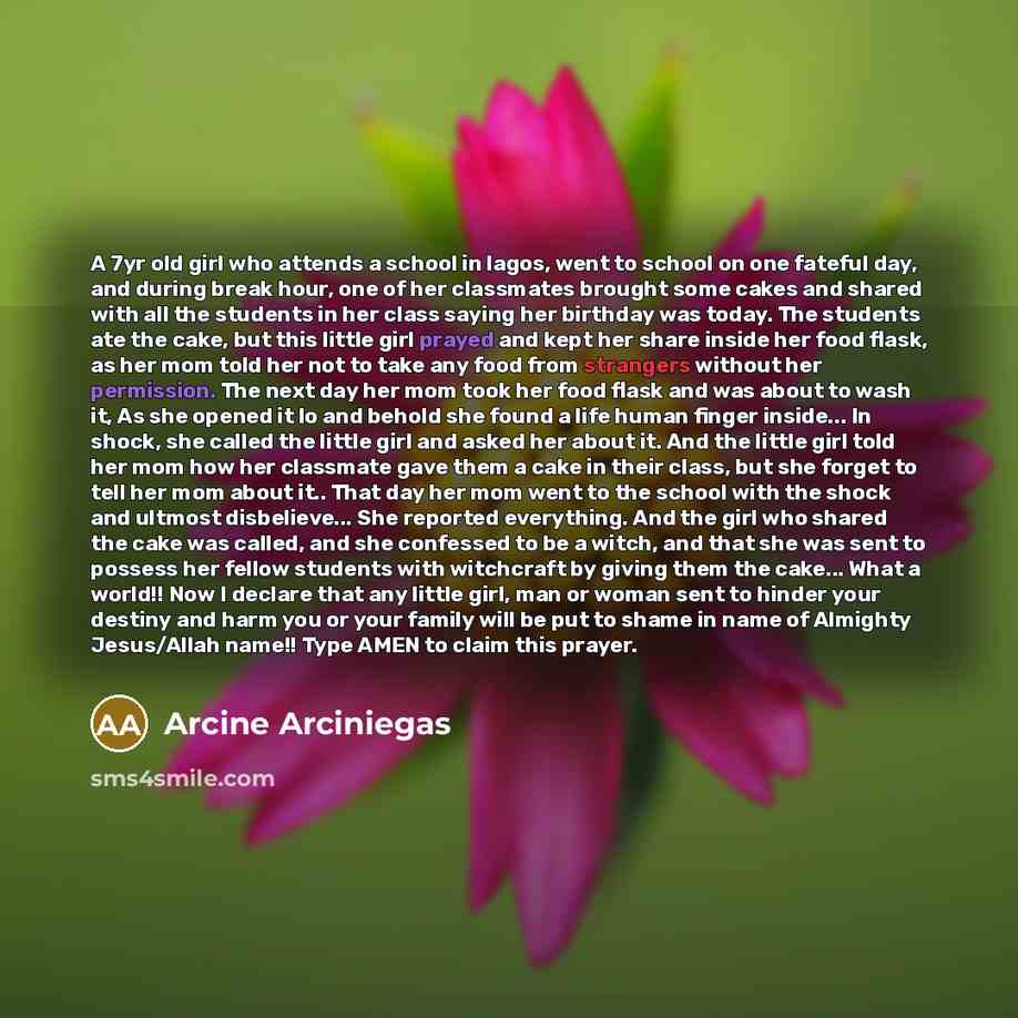 “A 7yr old girl who attends a school in lagos,…” quote by Arcine Arciniegas
