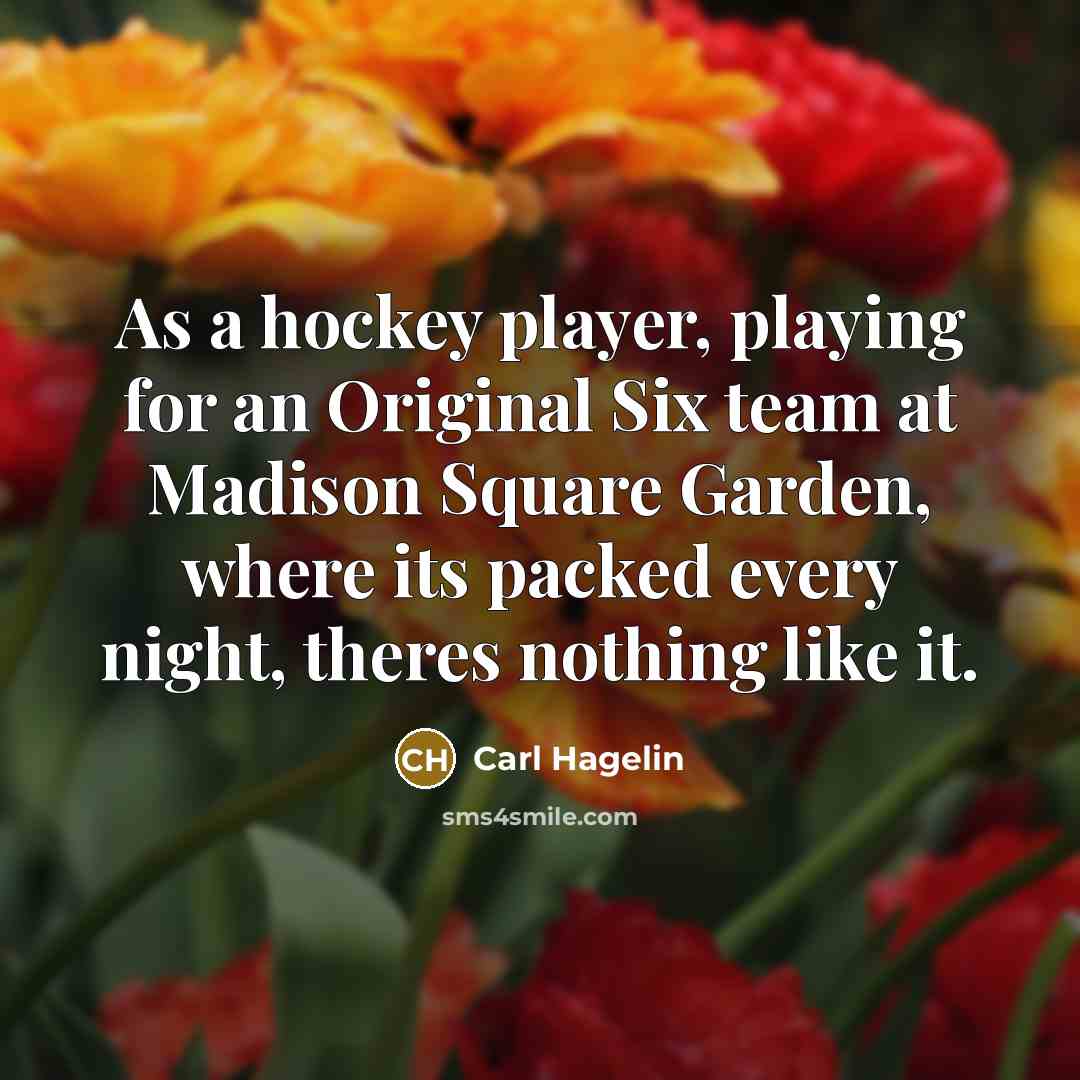 “As a hockey player, playing for an Original Six team…” quote by Carl Hagelin