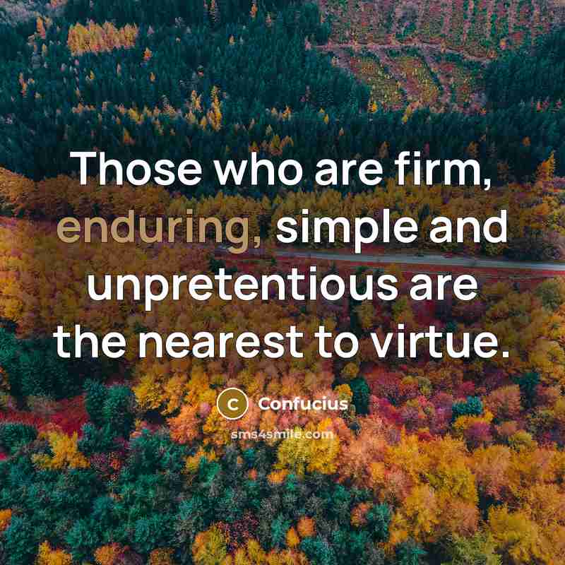 “Those who are firm, enduring, simple and unpretentious are the…” quote by Confucius