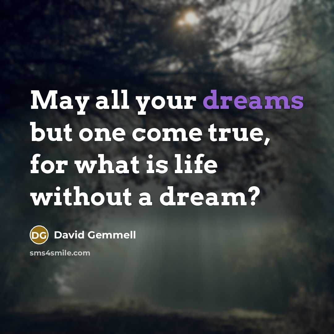 “May all your dreams but one come true, for what…” quote by David Gemmell