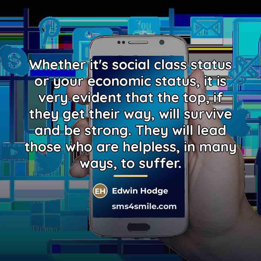 “Whether it's social class status or your economic status, it…” quote by Edwin Hodge