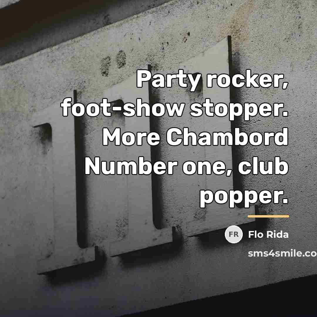 “Party rocker, foot-show stopper. More Chambord Number one, club popper.…” quote by Flo Rida