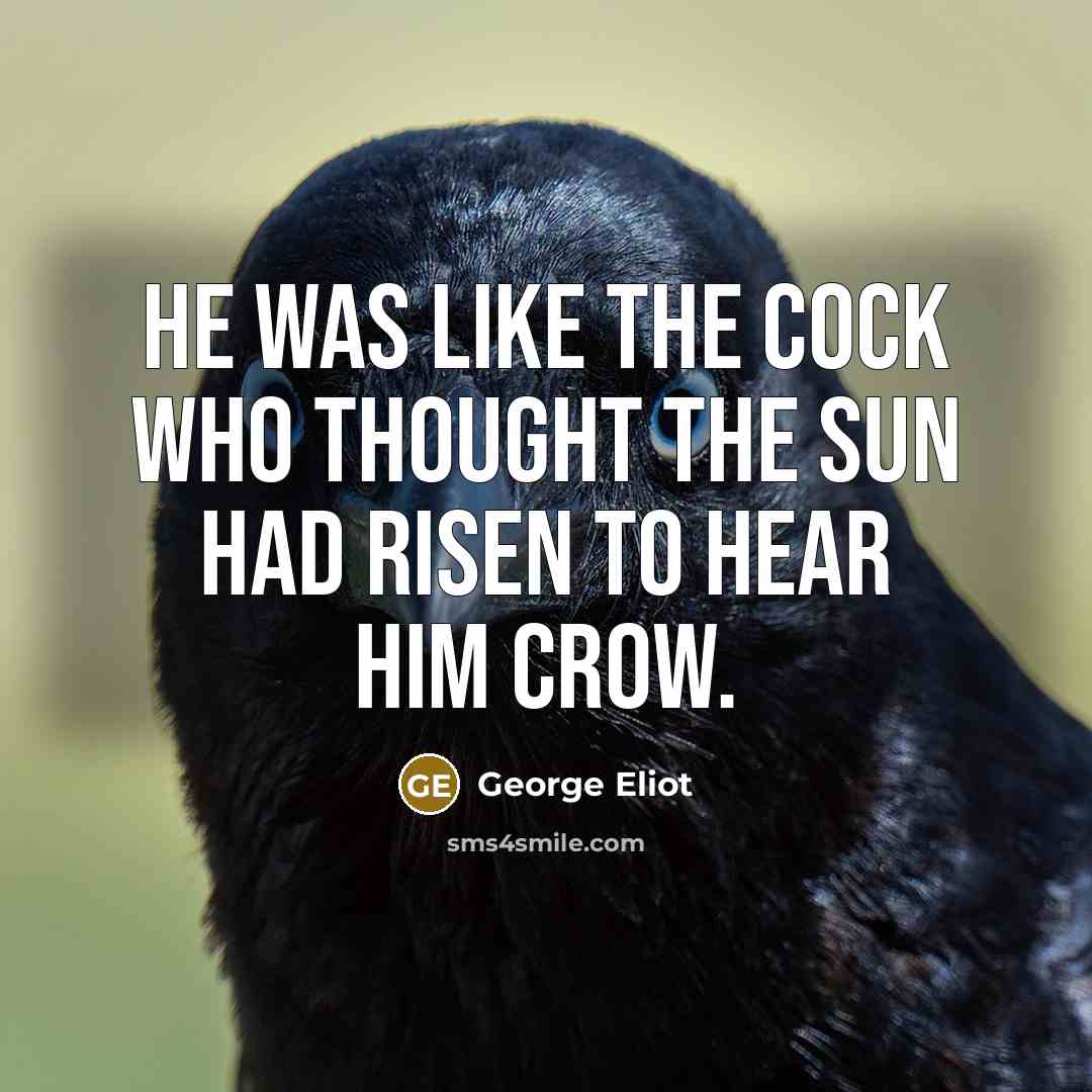 “He was like the cock who thought the sun had risen to hear him crow.” quote by George Eliot