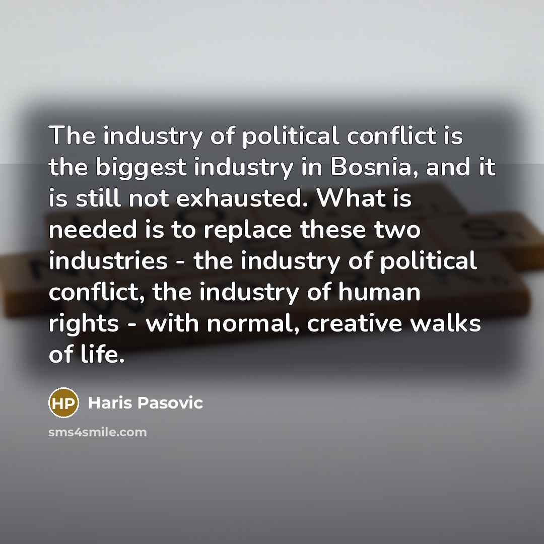 “The industry of political conflict is the biggest industry in…” quote by Haris Pasovic