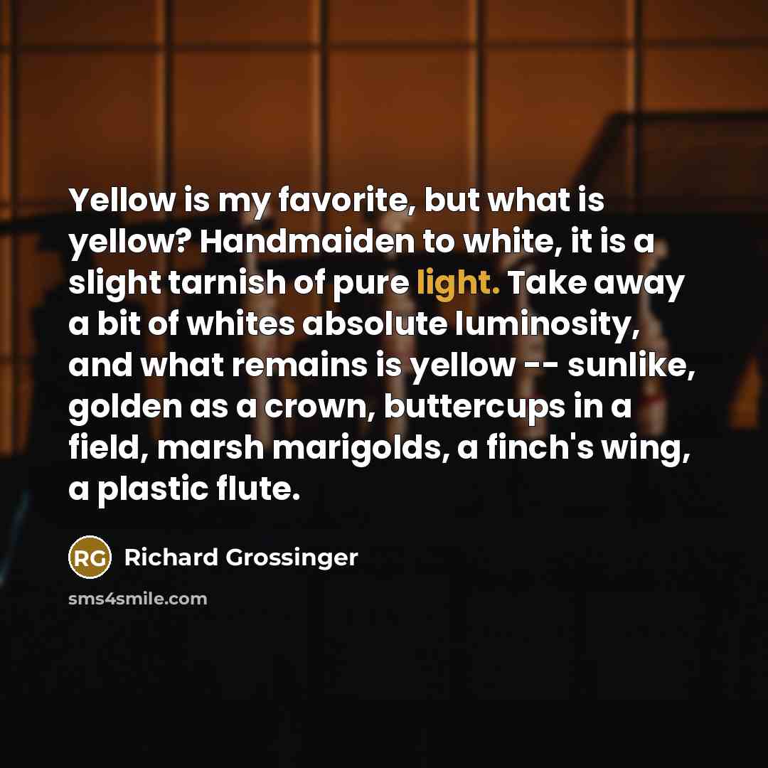 “Yellow is my favorite, but what is yellow? Handmaiden to…” quote by Richard Grossinger