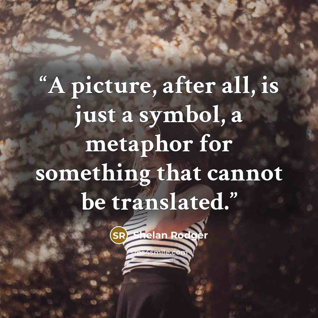 “A picture, after all, is just a symbol, a metaphor for something that cannot be translated.” quote by Shelan Rodger
