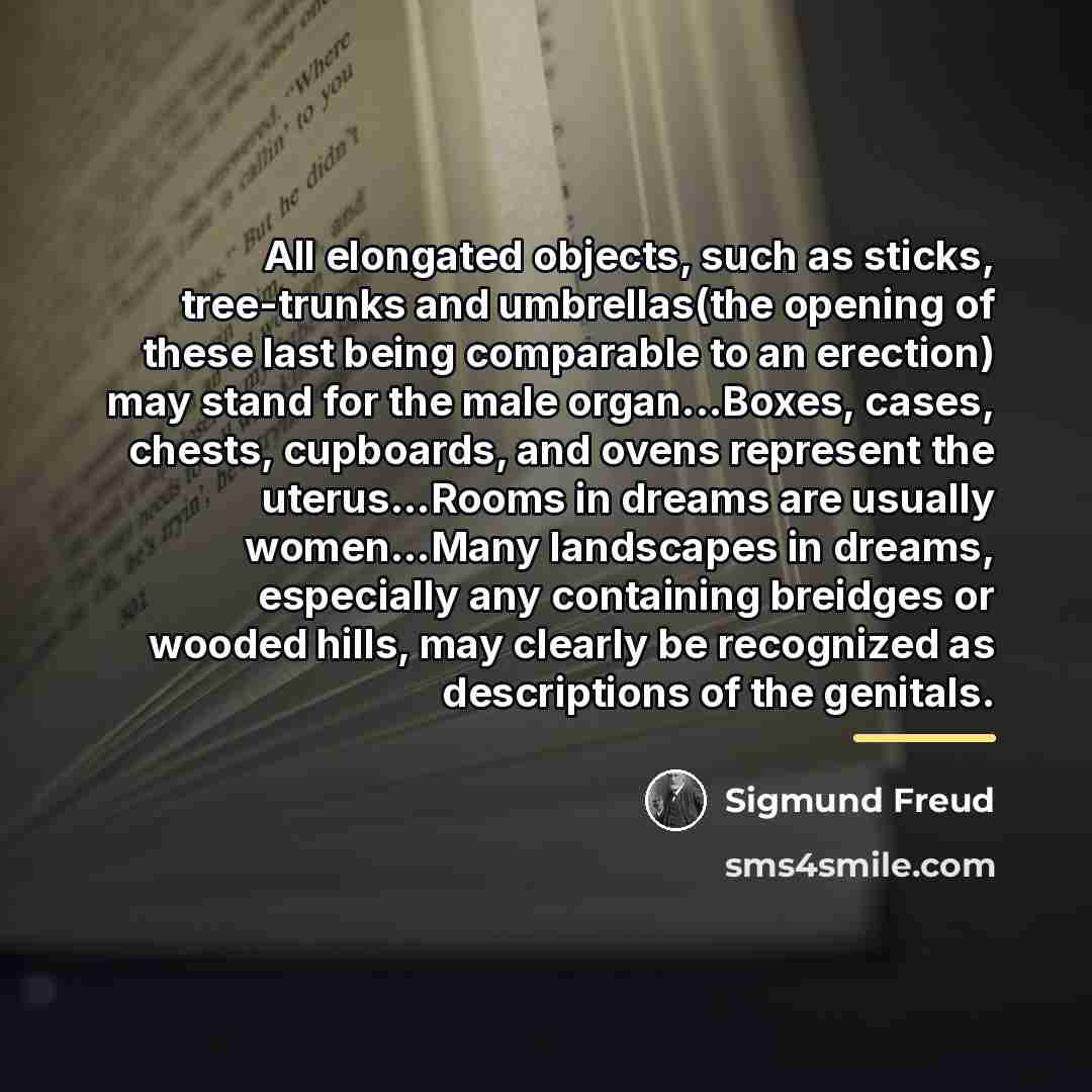 “All elongated objects, such as sticks, tree-trunks and umbrellas(the opening…” quote by Sigmund Freud