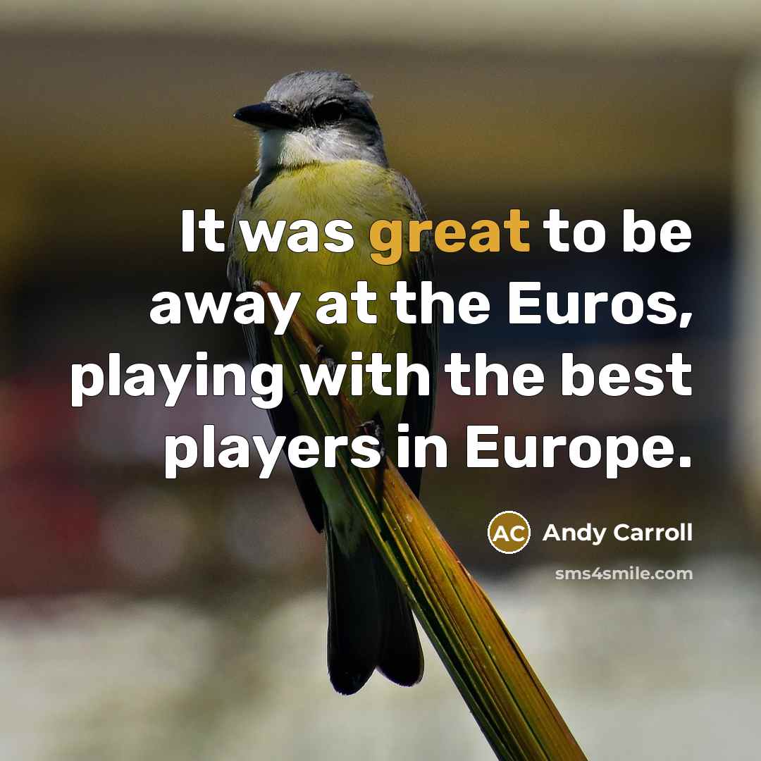“It was great to be away at the Euros, playing…” quote by Andy Carroll