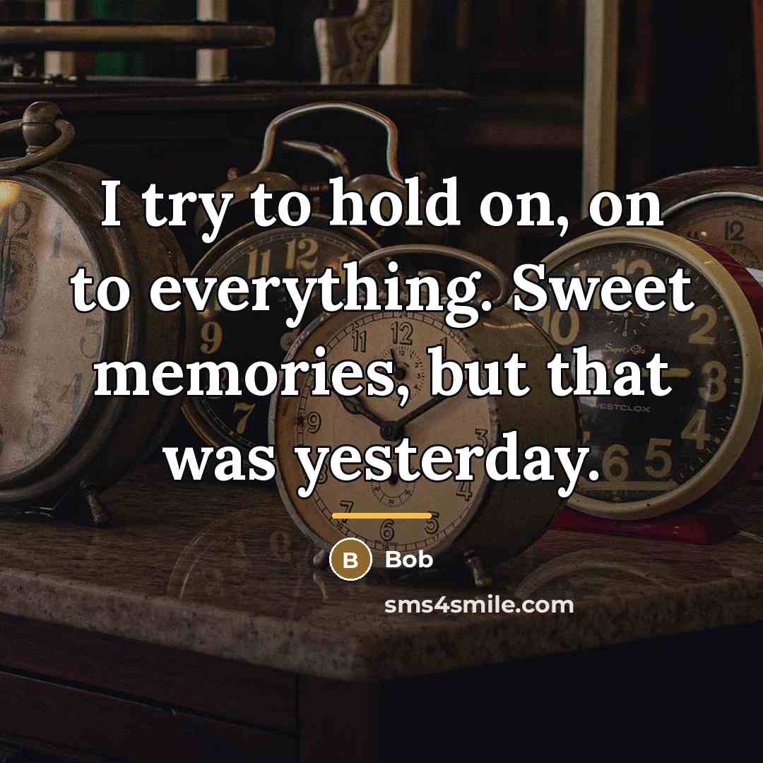 “I try to hold on, on to everything. Sweet memories,…” quote by BOB