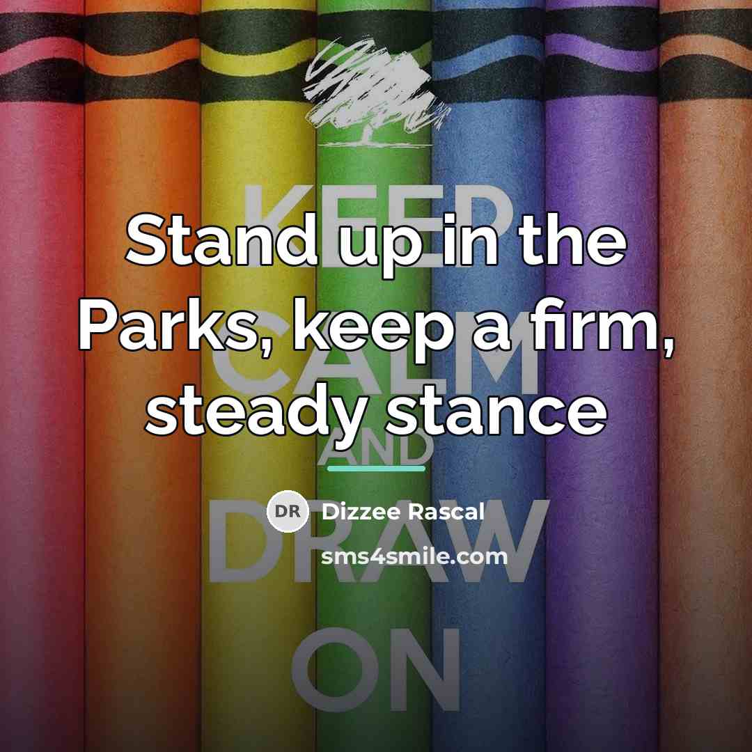 “Stand up in the Parks, keep a firm, steady stance…” quote by Dizzee Rascal