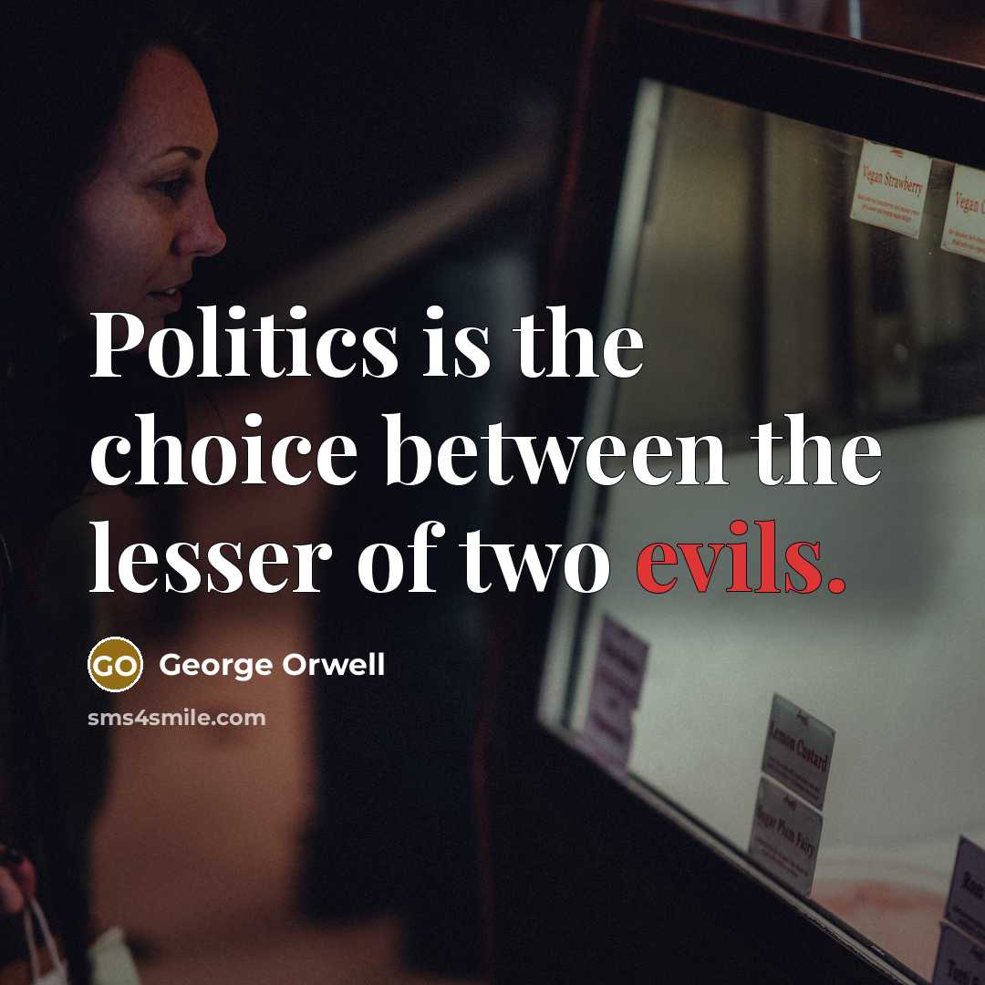 “Politics is the choice between the lesser of two evils.” quote by George Orwell