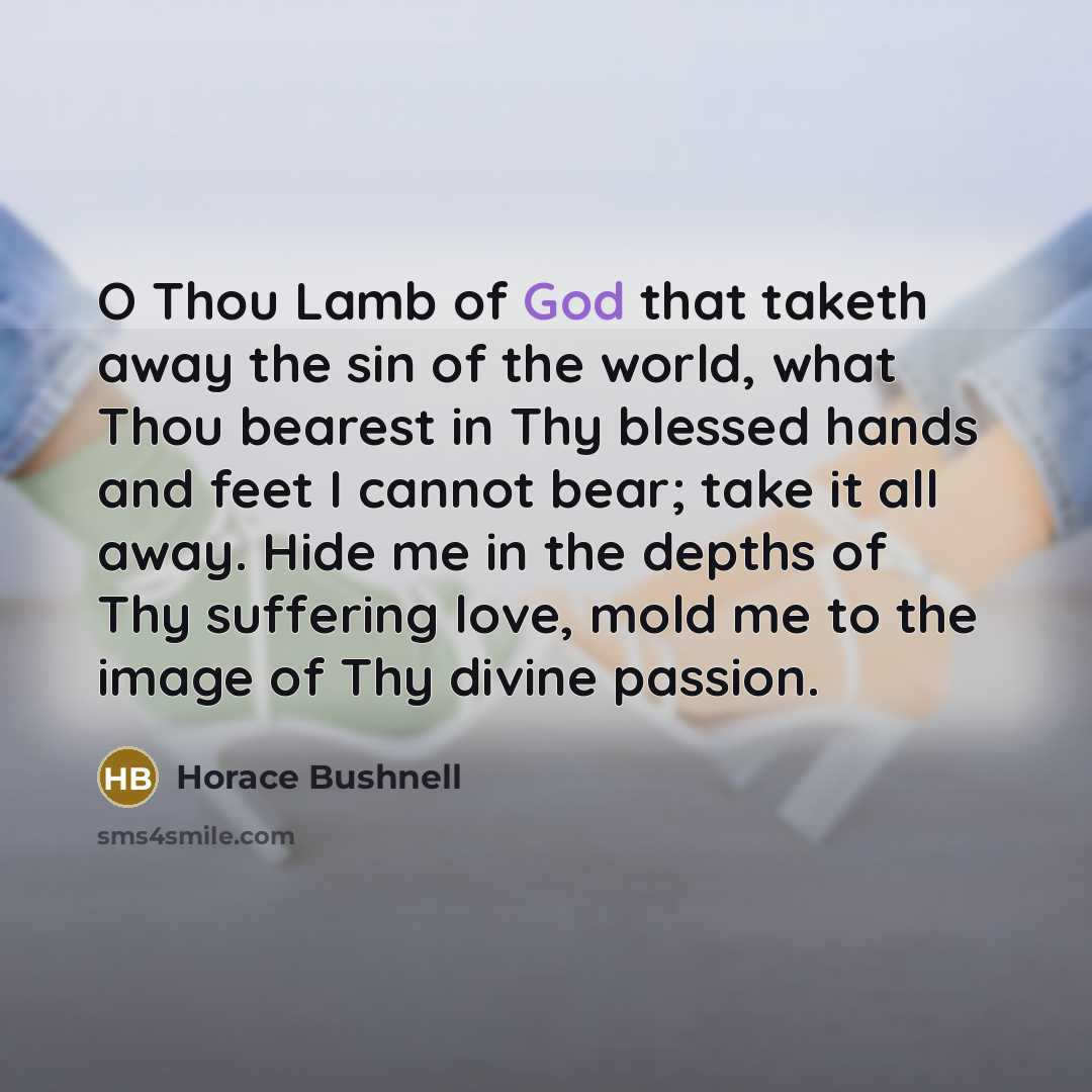 “O Thou Lamb of God that taketh away the sin…” quote by Horace Bushnell