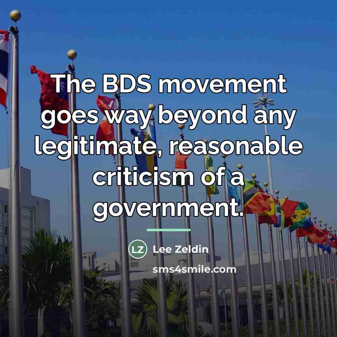 “The BDS movement goes way beyond any legitimate, reasonable criticism…” quote by Lee Zeldin