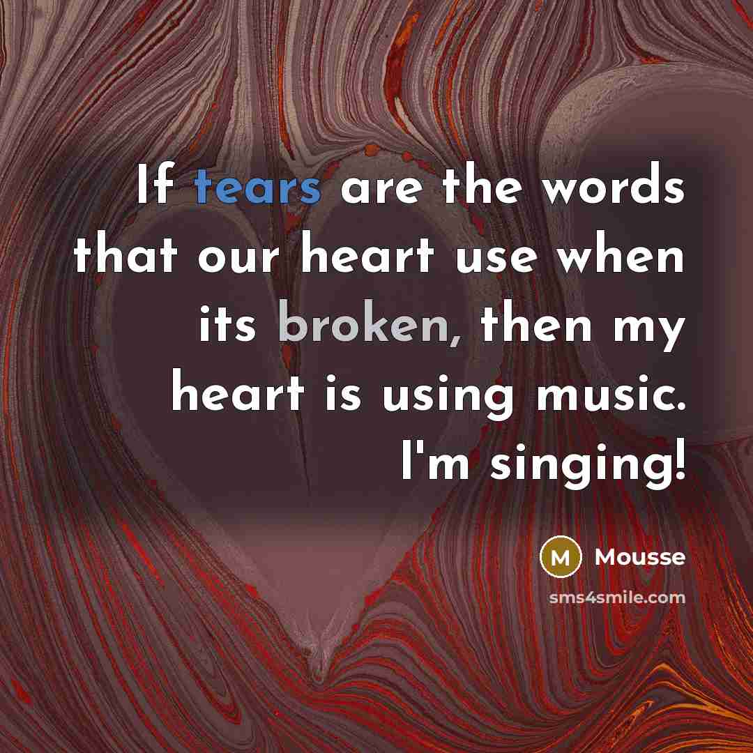 “If tears are the words that our heart use when…” quote by Mousse