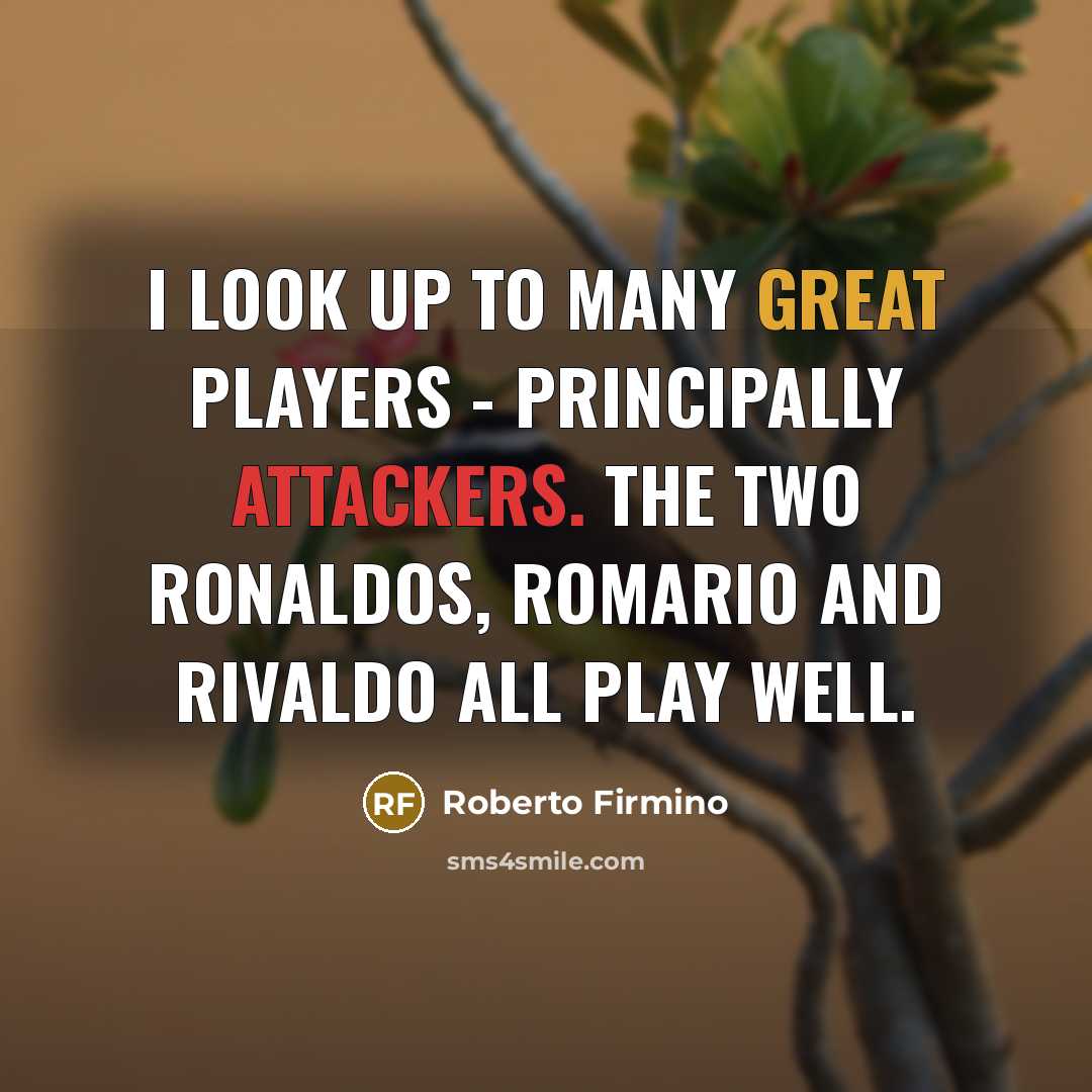 “I look up to many great players - principally attackers. The two Ronaldos, Romario and Rivaldo all play well.” quote by Roberto Firmino