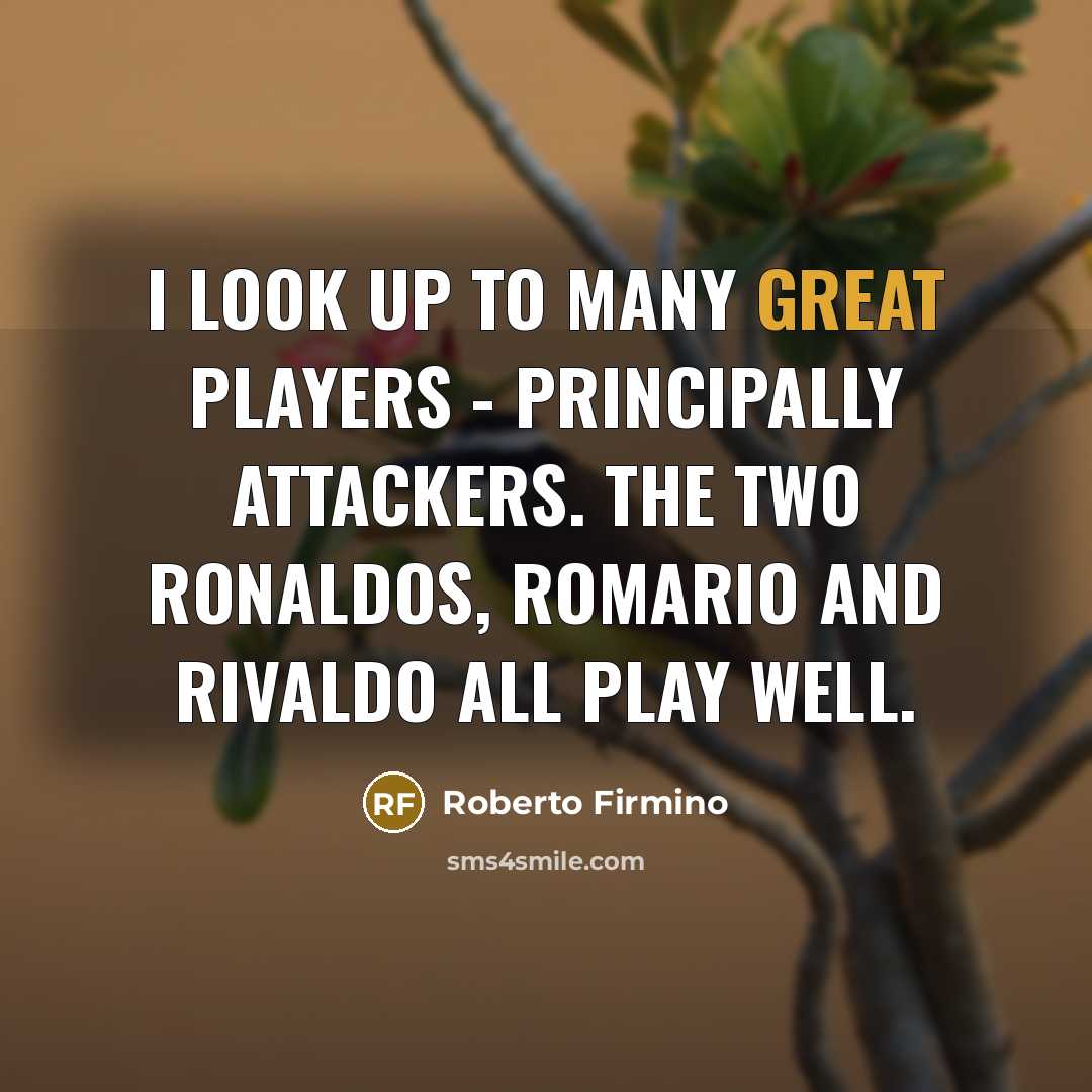 “I look up to many great players - principally attackers.…” quote by Roberto Firmino